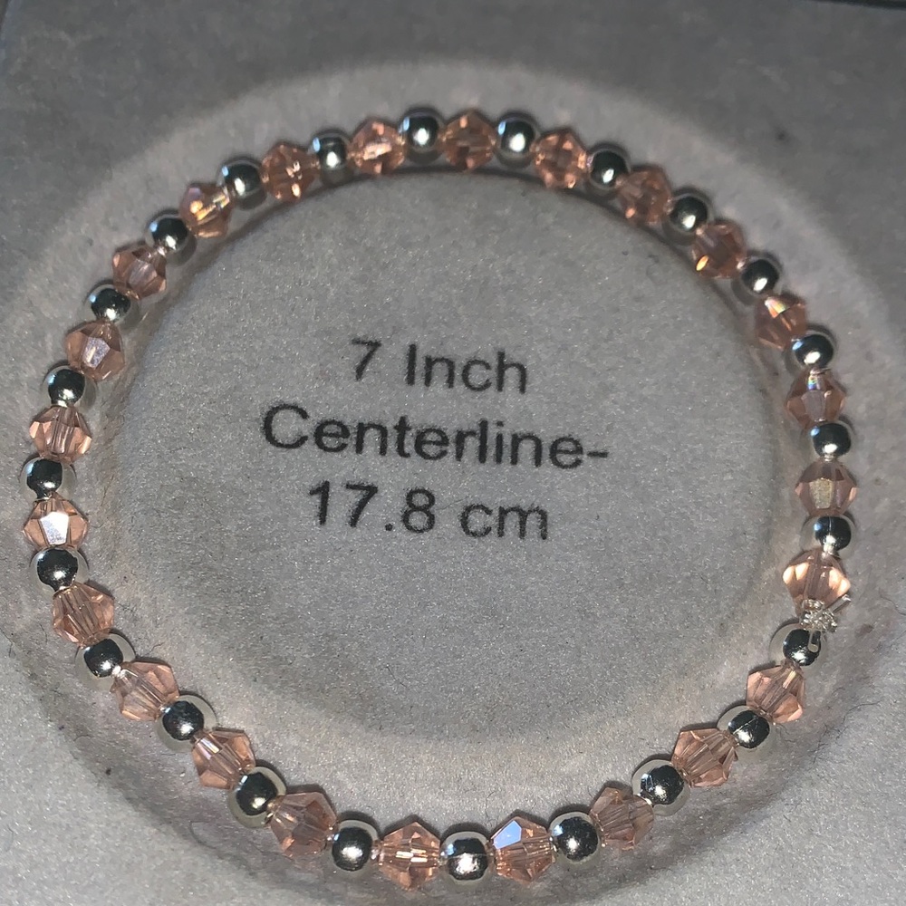 Silver and Pink crystal Beaded stretch Bracelet